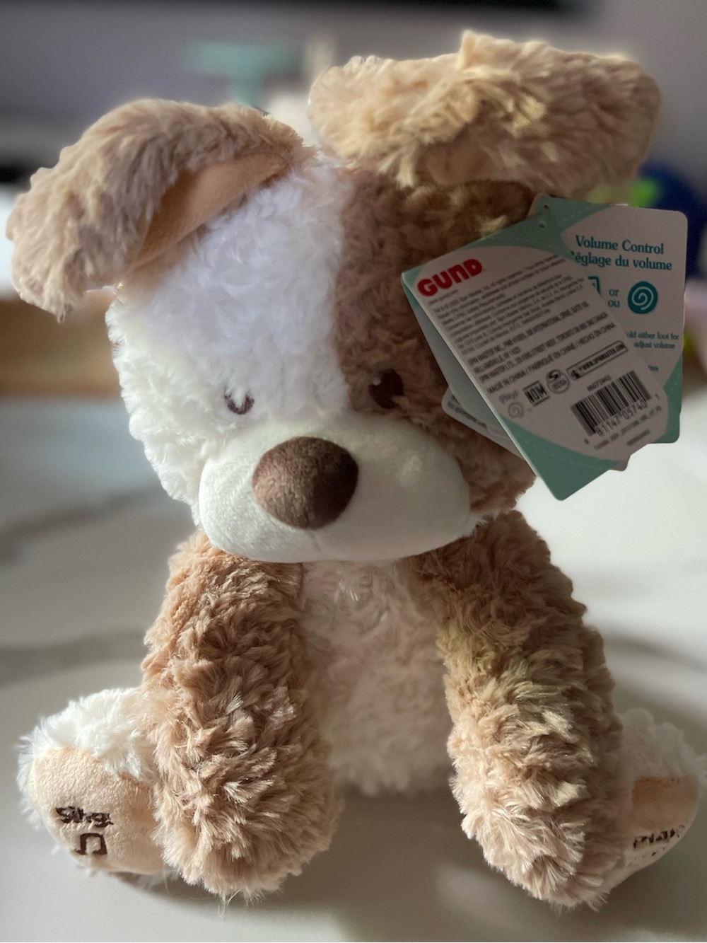 GUND Baby Peeki Puppy 12-Inch Interactive Animated Musical Plush for Babies